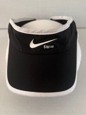 Nike SWIM Black White Performance Visor Adjustable Unisex NWOT
